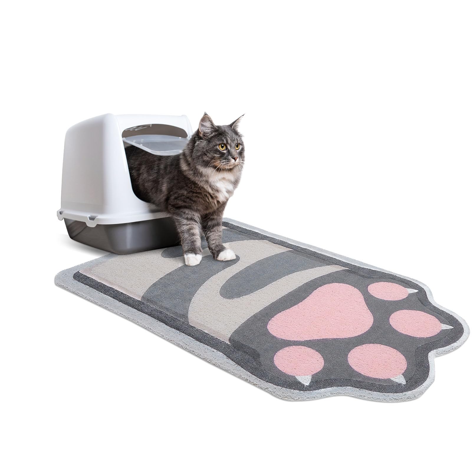 Qpets® Cat Litter Box Mat 50x80cm, Pink Cartoon Cat Claw Design, Waterproof & Non-Slip PVC Mat for Trapping Litter, Easy to Clean, Freely Trim to Fit, Versatile Floor Mat for Feeding, Door Mat Qpets® Cat Litter Box Mat 50x80cm, Pink Cartoon Cat Claw Design, Waterproof & Non-Slip PVC Mat for Trapping Litter, Easy to Clean, Freely Trim to Fit, Versatile Floor Mat for Feeding, Door Mat
